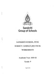 SS WORKSHEET CLASS 9 GERMAN 2025-2026