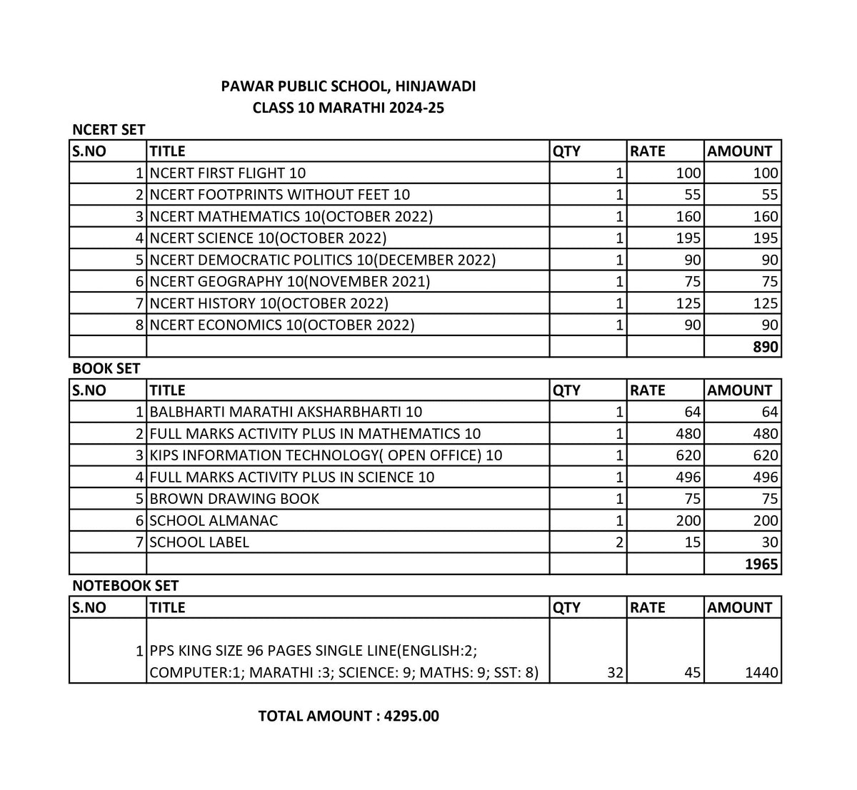 PAWAR PUBLIC SCHOOL CLASS 10 MARATHI SET 2024-2025