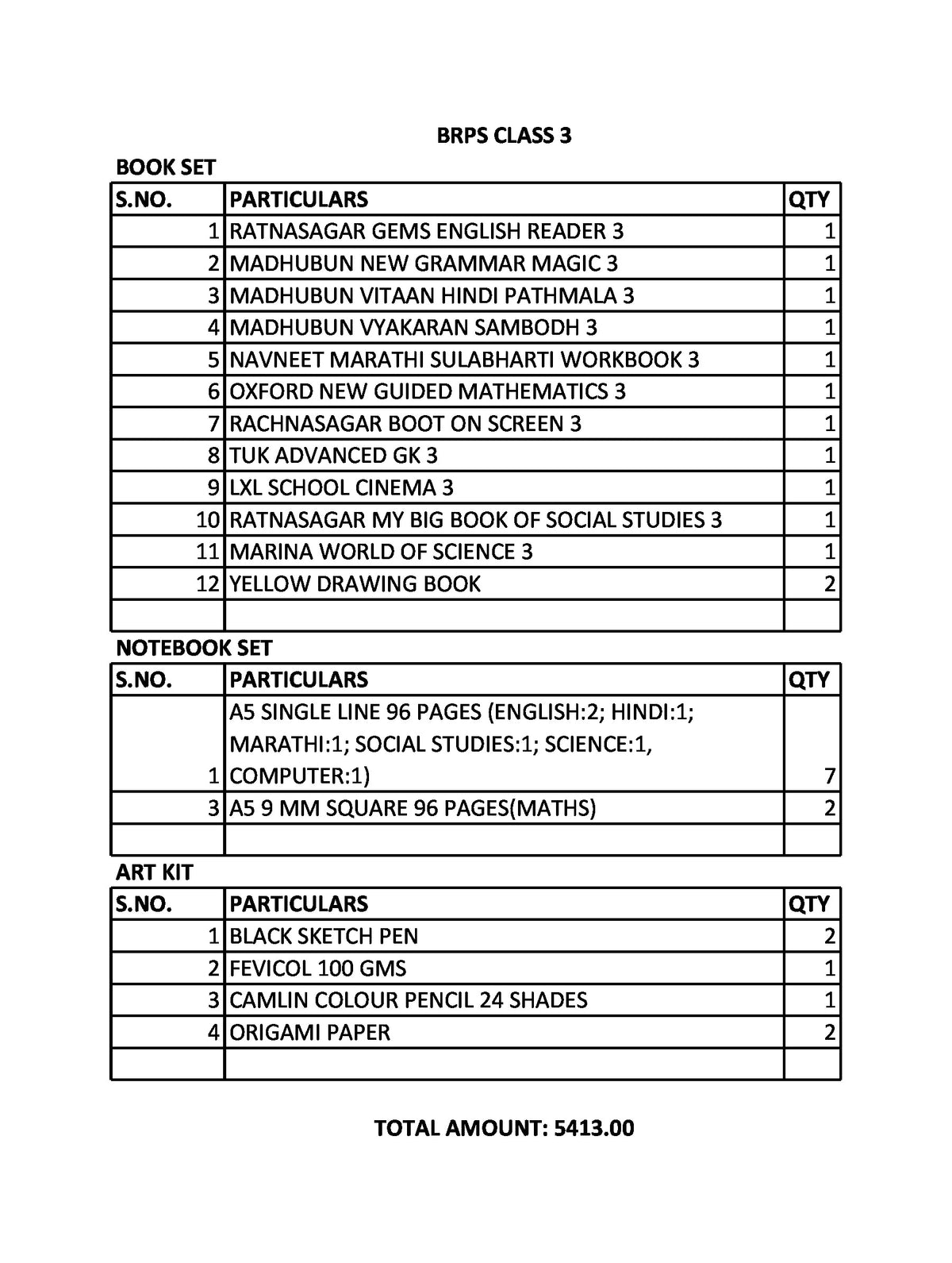 BRPS CLASS 3 SET 2024-2025