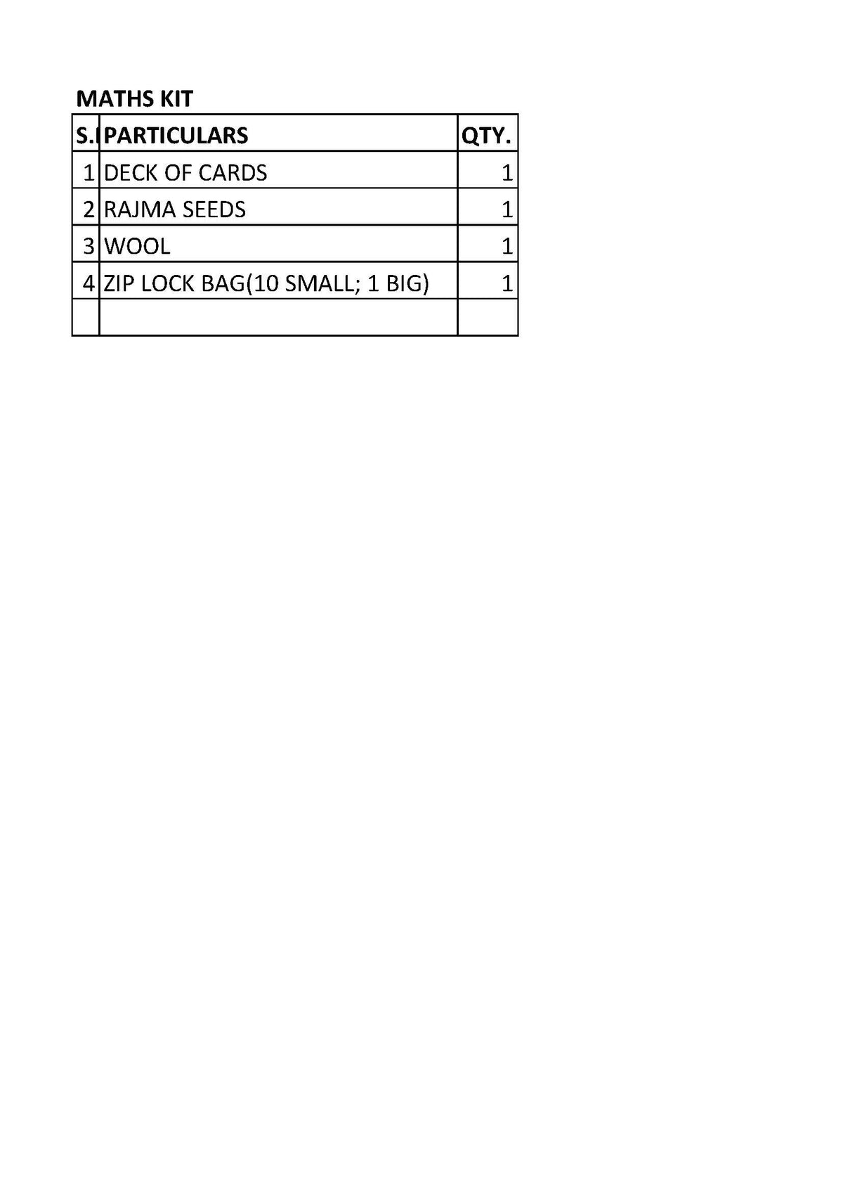 PRABHADEEP LOWER KG MATHS KIT