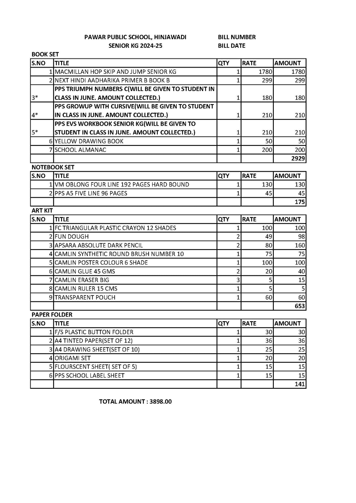 PAWAR PUBLIC SCHOOL SENIOR KG SET 2024-2025