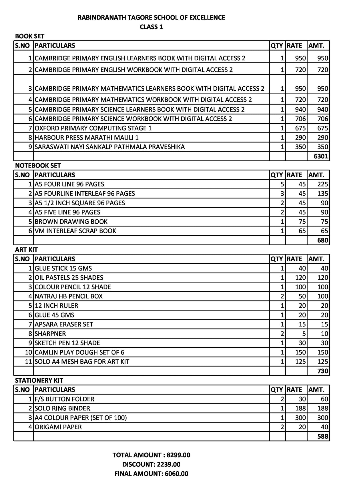 BVRTSE CLASS 1 SET 2024-2025