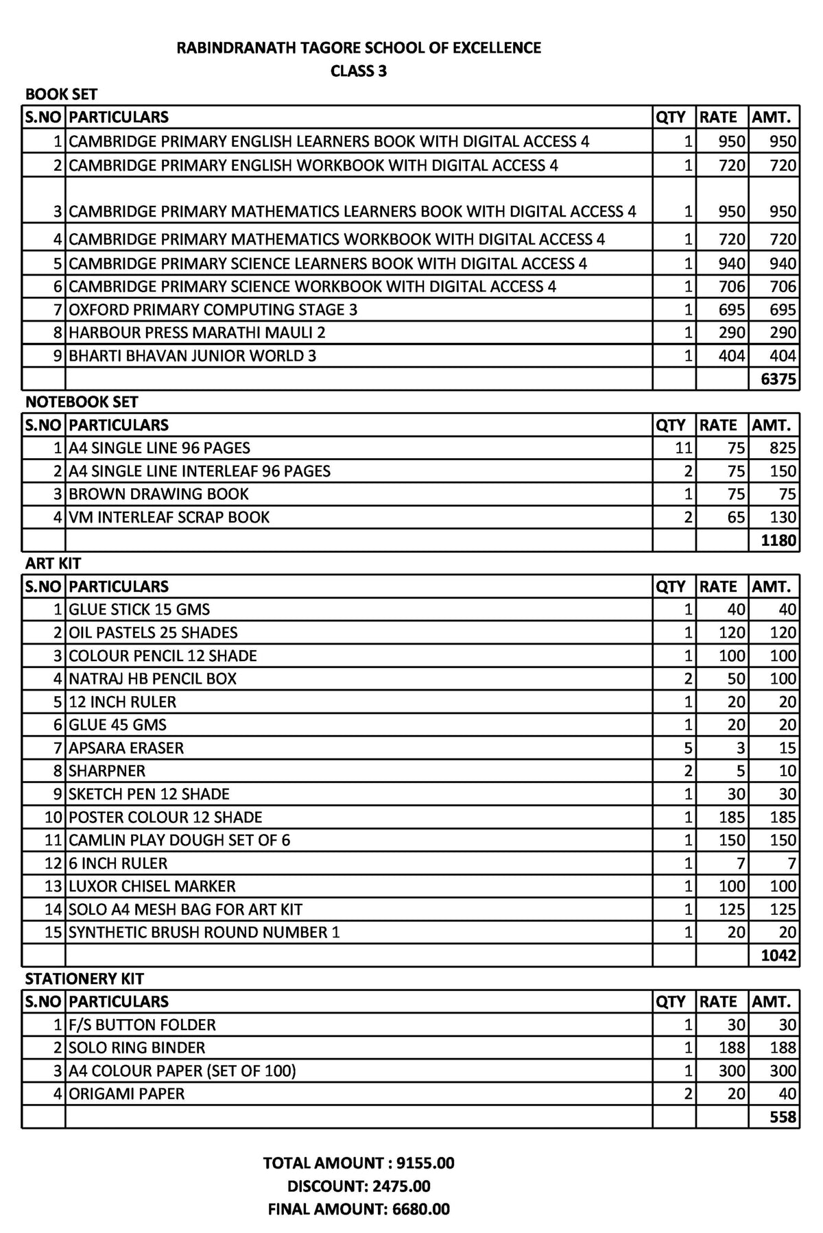 BVRTSE CLASS 3 SET 2024-2025