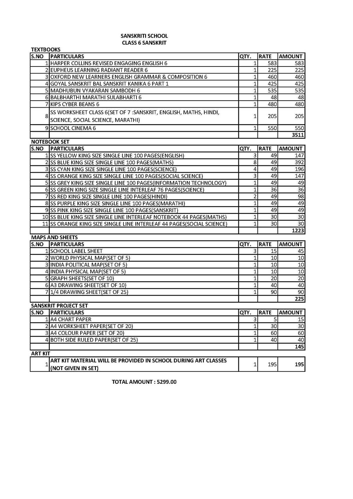 SANSKRITI SCHOOL CLASS 6 SANSKRIT SET 2024-25