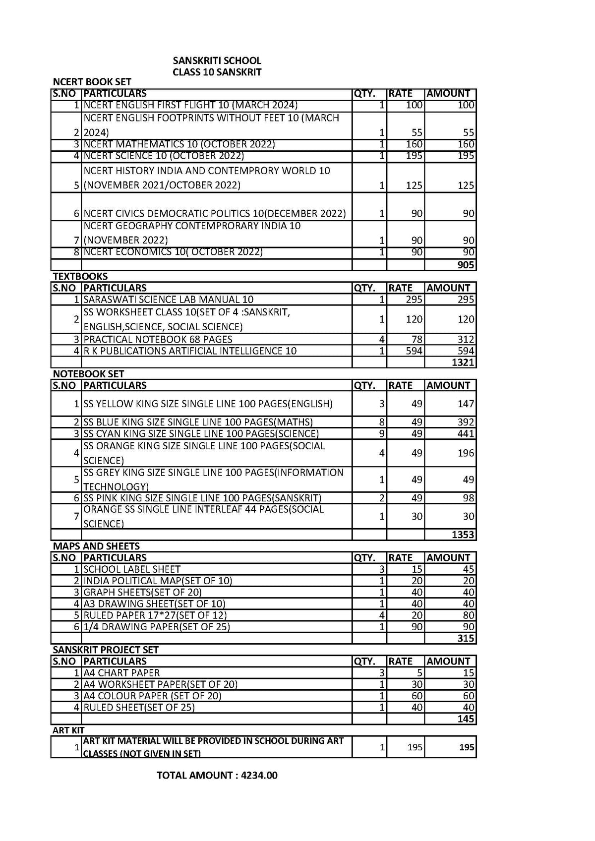 SANSKRITI SCHOOL CLASS 10 SANSKRIT SET 2024-25