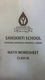 SANSKRITI CLASS 3 MATH WORKSHEET