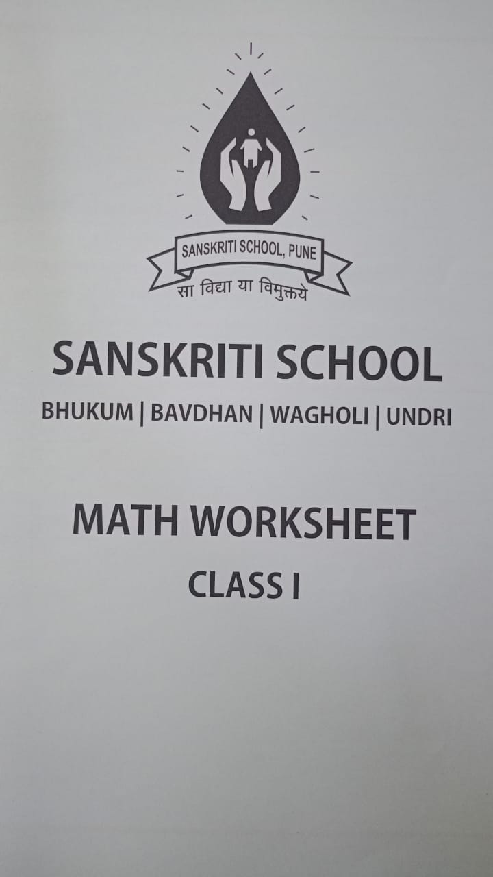 SANSKRITI CLASS 1 MATH WORKSHEET