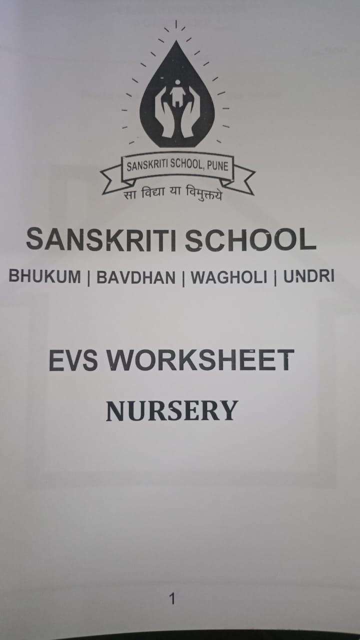 SANSKRITI NURSERY WORKSHEET EVS