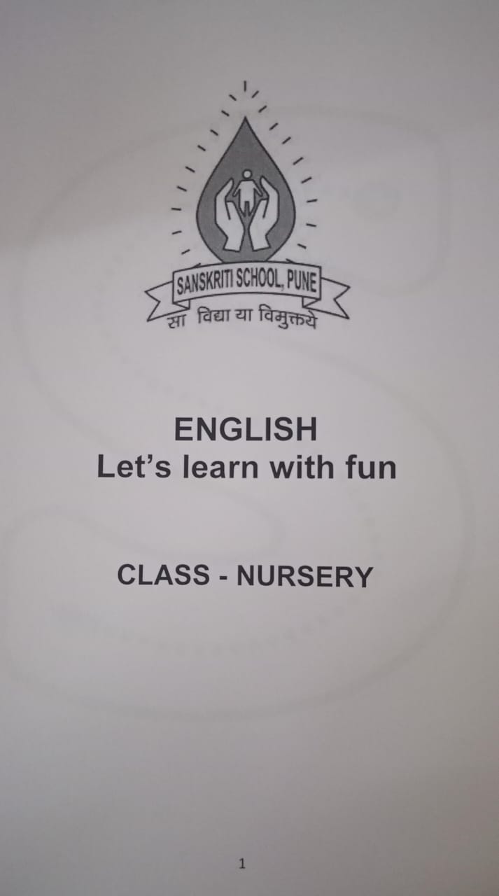SANSKRITI NURSERY WORKSHEET ENGLISH