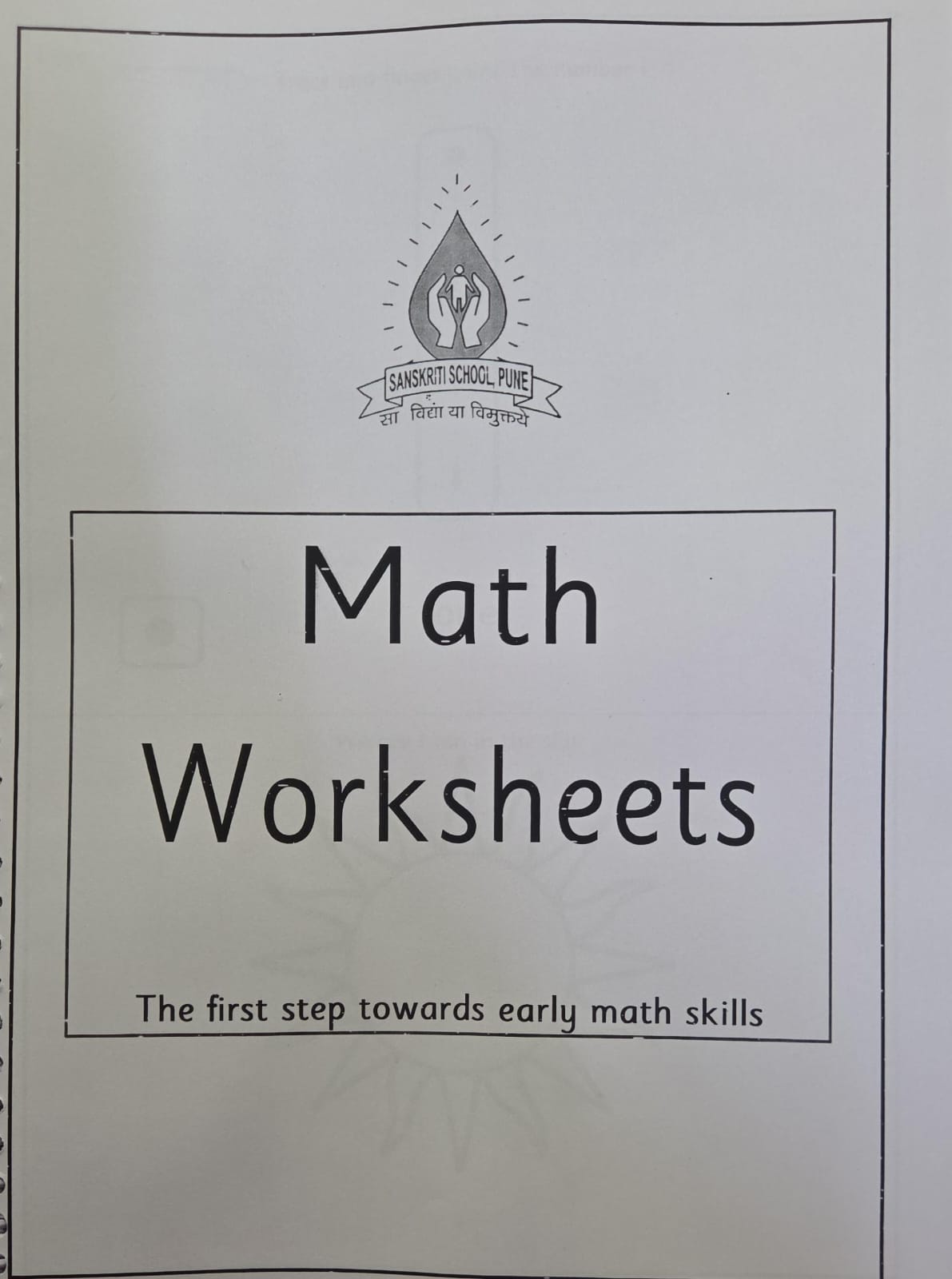 SANSKRITI NURSERY WORKSHEET MATH