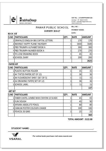 PAWAR PUBLIC SCHOOL NURSERY SET
