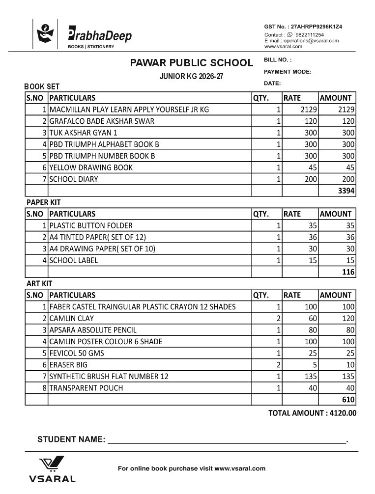 PAWAR PUBLIC SCHOOL JUNIOR KG SET