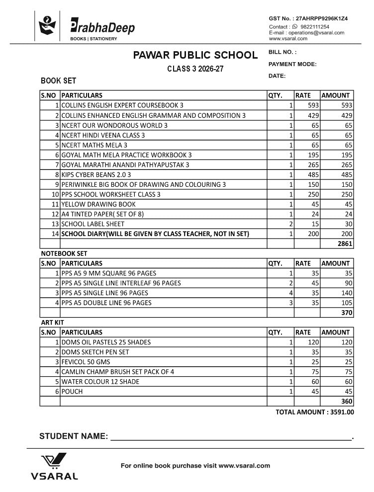 PAWAR PUBLIC SCHOOL CLASS 3 SET