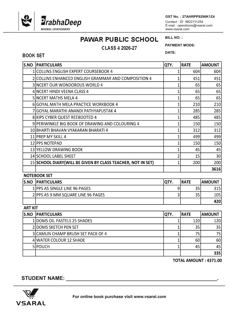 PAWAR PUBLIC SCHOOL CLASS 4 SET