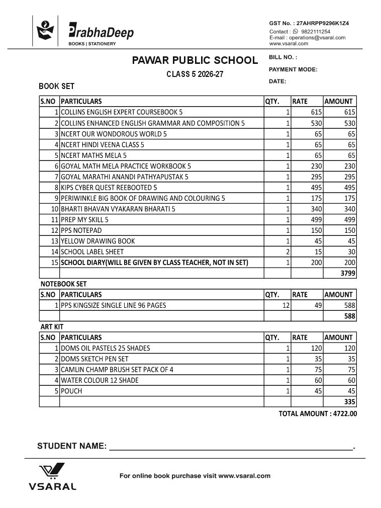 PAWAR PUBLIC SCHOOL CLASS 5 SET